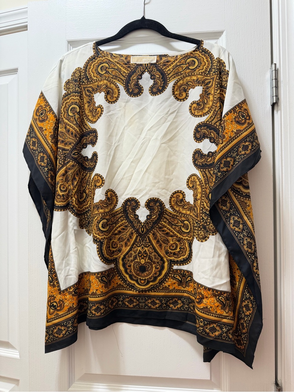MICHAEL Michael Kors White, Gold & Black Paisley Blouse